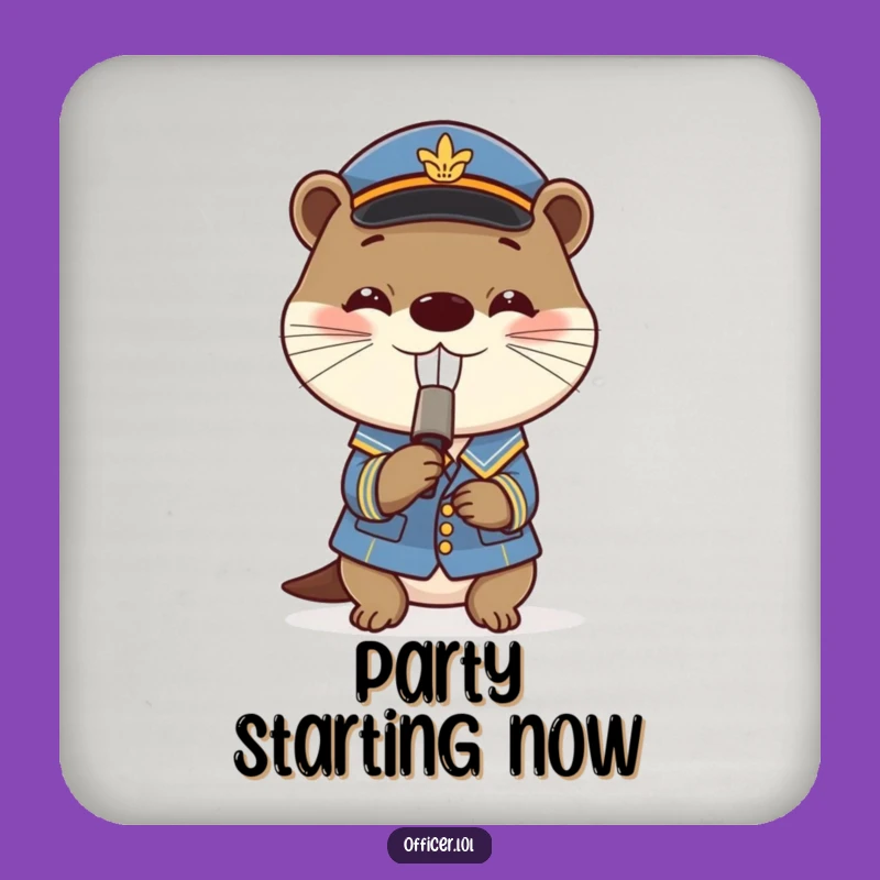 Funny Otter Coaster Set: Playful Uniformed Protection for Drinks