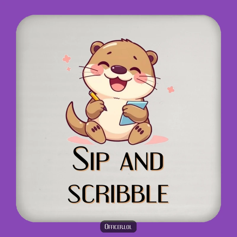 Funny Otter Note-Taking Coaster: Protect Surfaces with Busy Charm