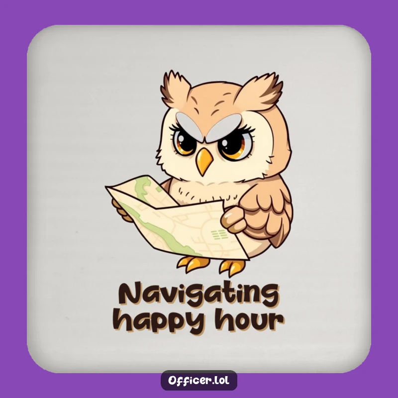 Funny Owl Coaster: Wise Explorer Drink Protector, Unique Gift