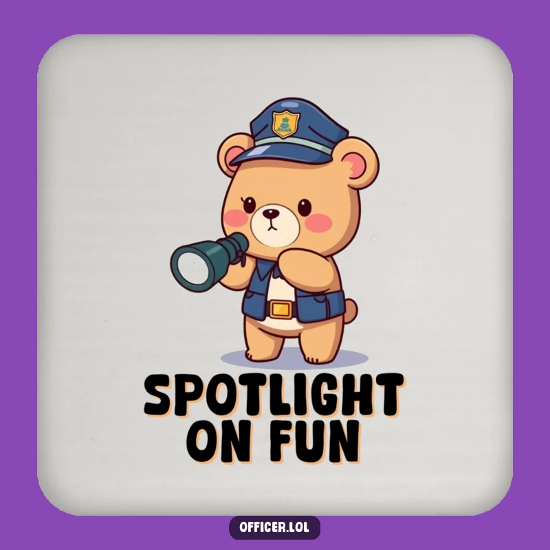 Funny Police Bear Coaster: Brave Protection for Surfaces with Humor