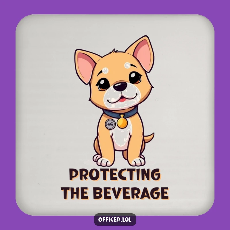 Funny Puppy Badge Coaster: Protect Surfaces with Determined Humor, Ideal Funny Gift