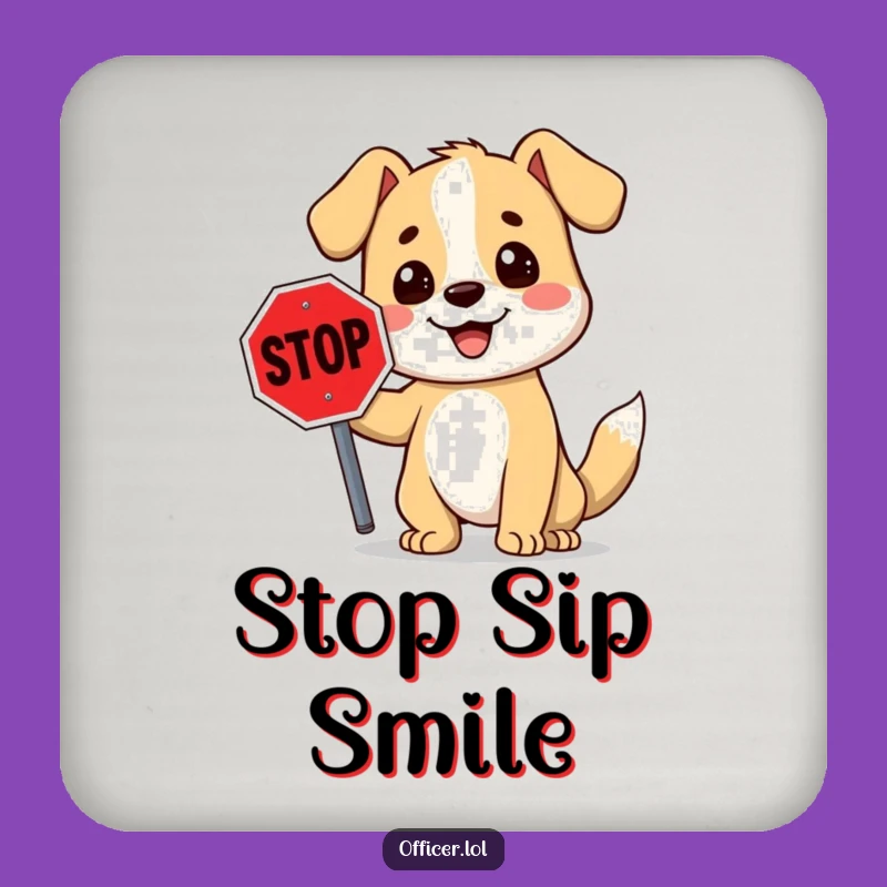 Funny Stop Sign Dog Coasters: Protect Surfaces With This Smiling Cartoon Canine Charm