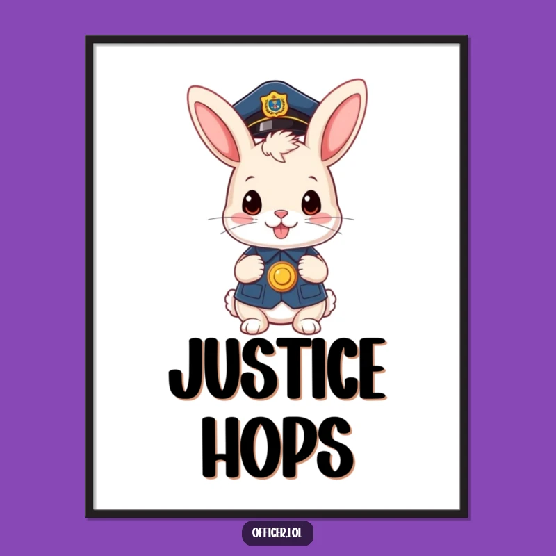 Funny Bunny Officer Poster: Adorable Law Enforcement Art for Your Walls!