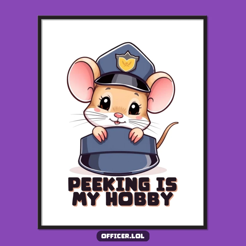 Funny Mouse Cop Hat Poster: Decorate with Curiosity and Tiny Detective Charm