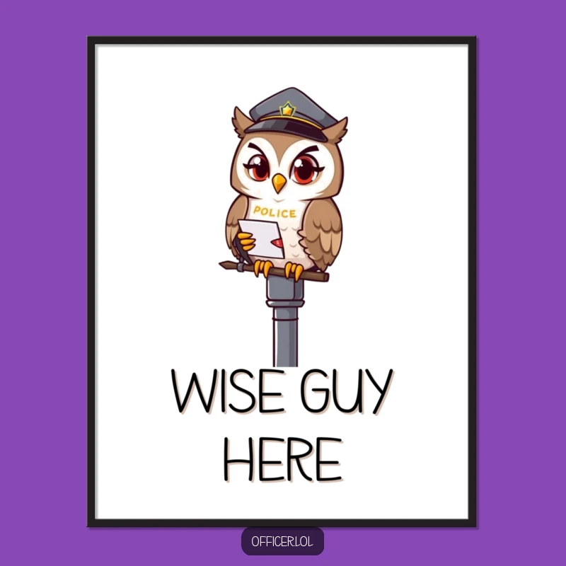 Funny Owl Officer Poster - Wise Wall Art for Nocturnal Minds & Cozy Spaces