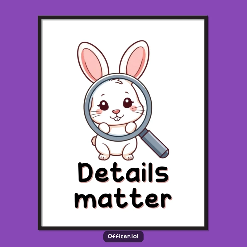 Funny Poster: Shy Rabbit with Magnifying Glass - Curious Wall Art