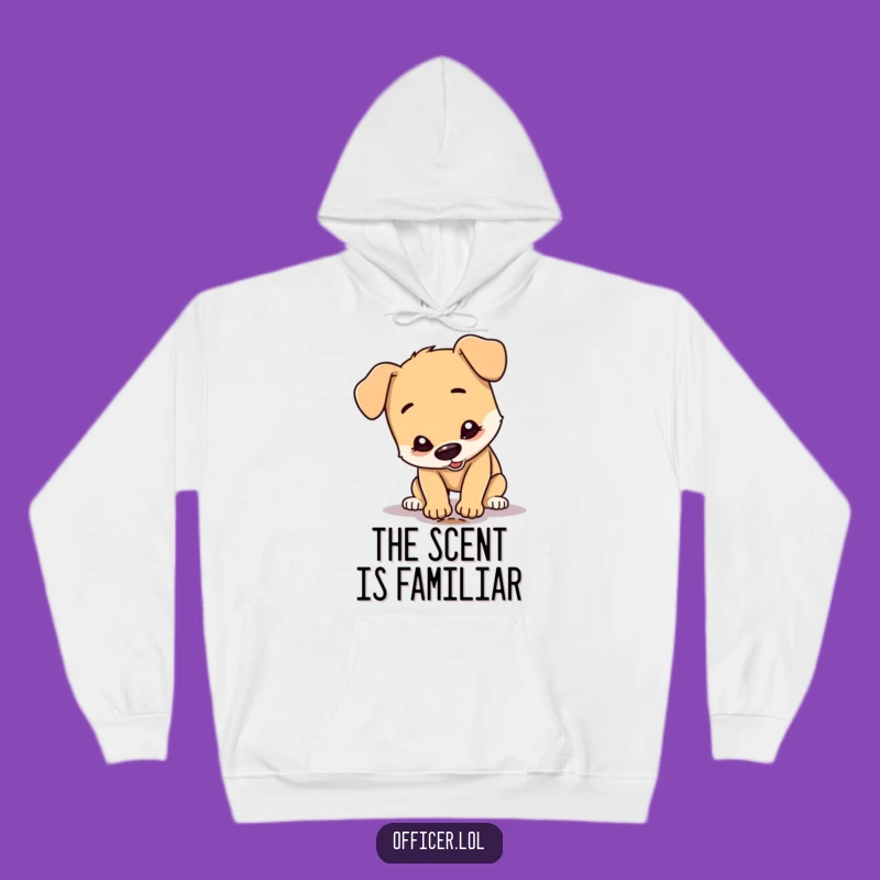 Funny Dog Detective Hoodie: Cozy, Focused Canine Checking Out a Tiny Footprint, Gift Idea