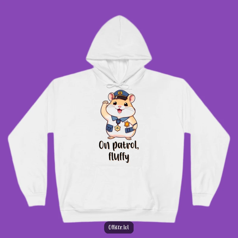 Cozy Funny Hamster Officer Hoodie - Stay Warm with Adorable Authority & Humor
