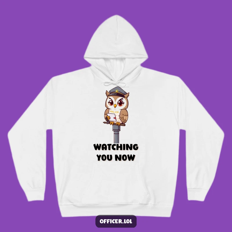 Cozy Funny Owl Officer Hoodie - Warmth & Wisdom for Late-Night Thinkers