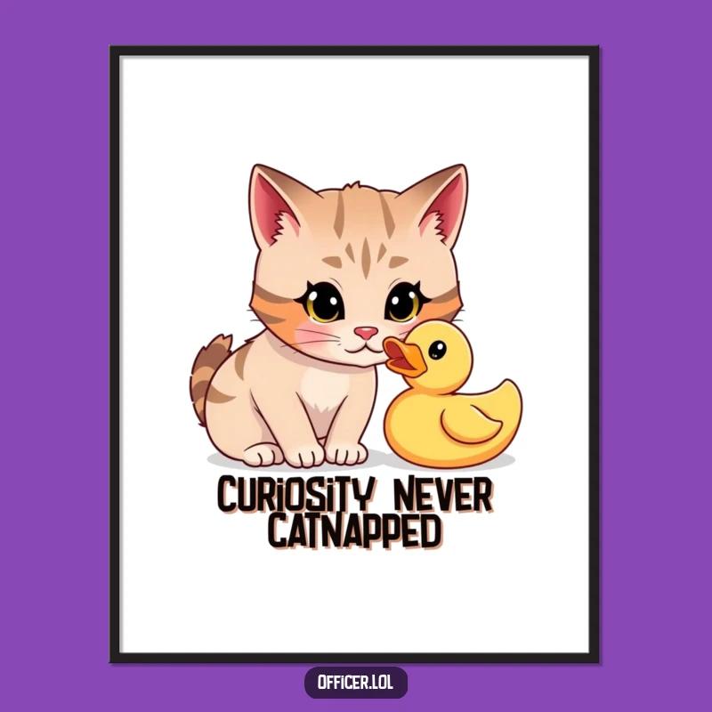 Free Printable Wall Art: Funny Cat Detective Duck Downloadable Decor