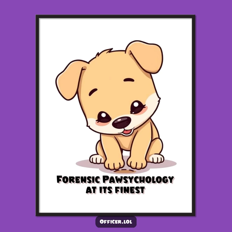 Funny Free Printable Wall Art: Focused Dog Inspecting Footprint, Hilarious Dog Art for Home Decor