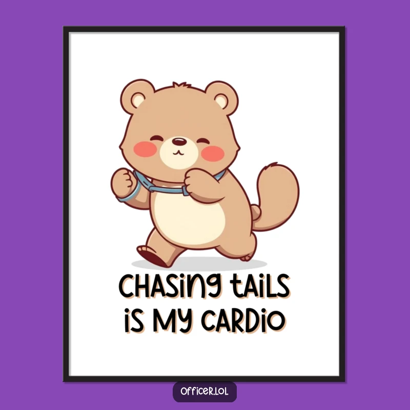 Free Printable Funny Wall Art: Handcuffed Bear Chasing Tail Downloadable Decor