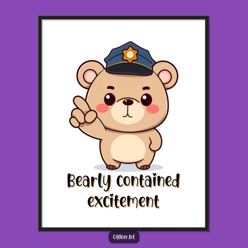 Free Printable Wall Art: Funny Bear Cop Downloadable Quirky Decor