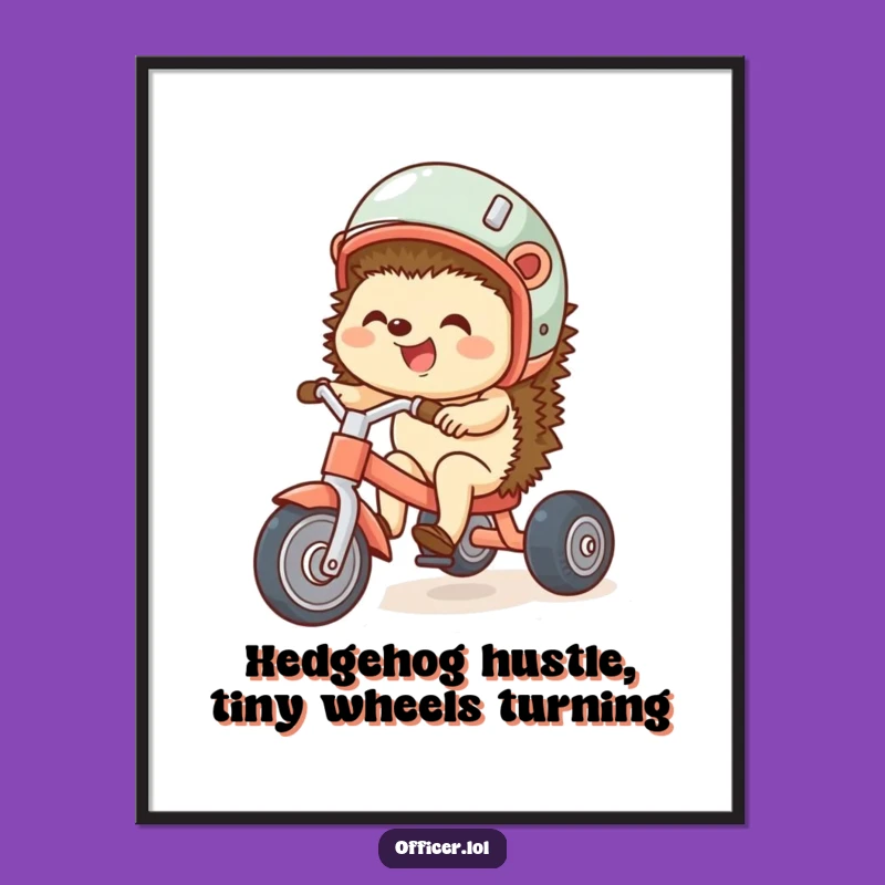 Free Printable Wall Art: Hedgehog's Joyful Ride! Funny Downloadable Decor
