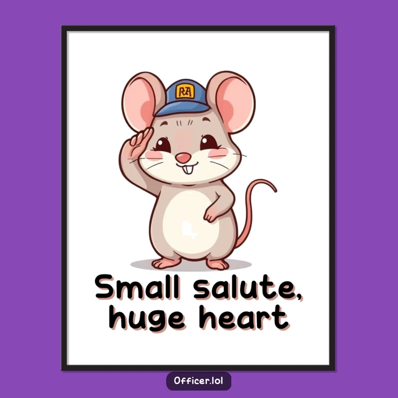 Free Printable Wall Art: Proud Mouse Saluting for a Charming Home Decor