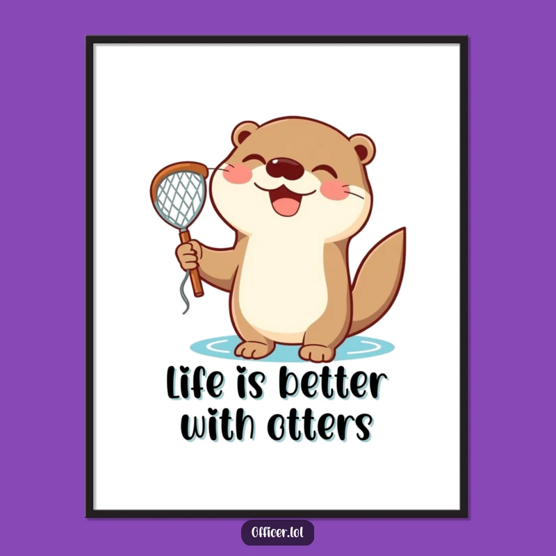 Free Printable Wall Art: Triumphant Otter Catch, Humorous Downloadable Decor for Aquatic Lovers
