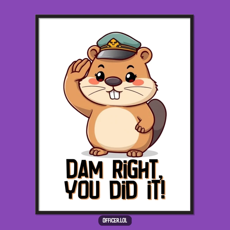 Funny Free Printable Beaver Wall Art: Determined Salute, Humorous Downloadable Art