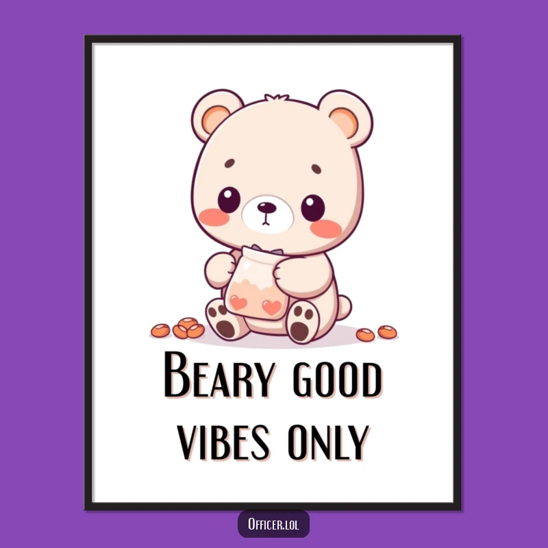 Funny Free Printable Wall Art: Bear Cub Treats, Sweet & Whimsical Decor Download
