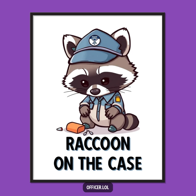 Funny Free Printable Wall Art: Curious Raccoon Officer Downloadable Detective Decor