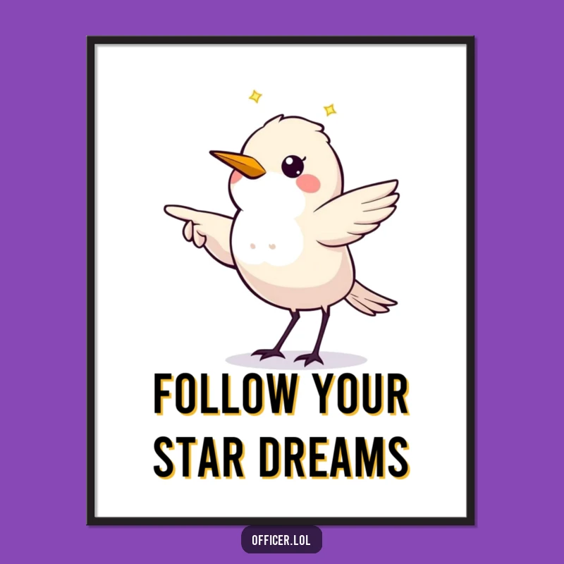 Funny Free Printable Wall Art: Starling Points the Way, Downloadable Decor
