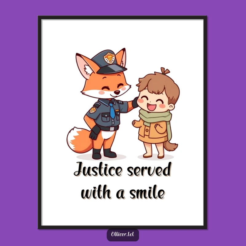 Free Printable Fox Officer Art: Humorous Downloadable Wall Decor for a Joyful Space
