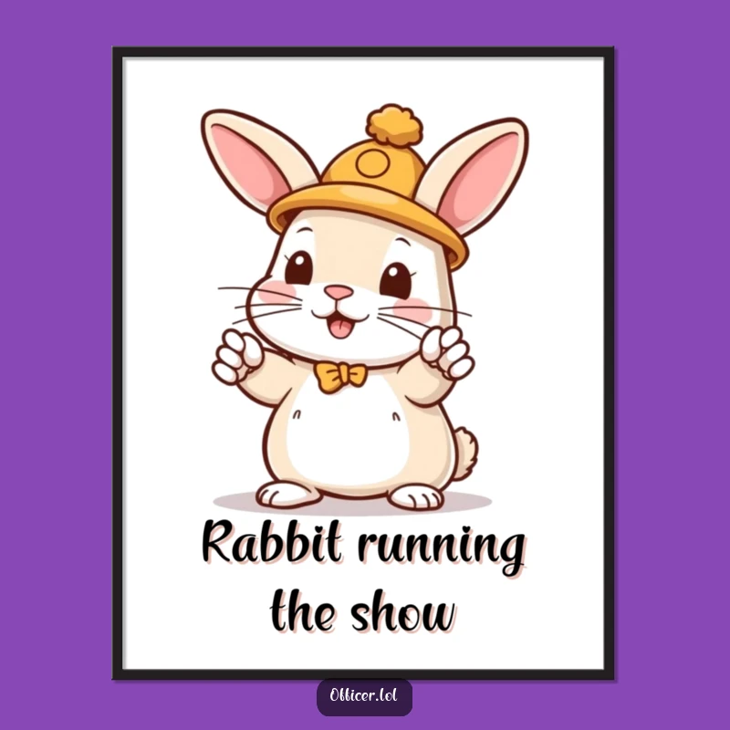 Free Printable Wall Art: Funny Rabbit Traffic Director, Quirky Downloadable Art!