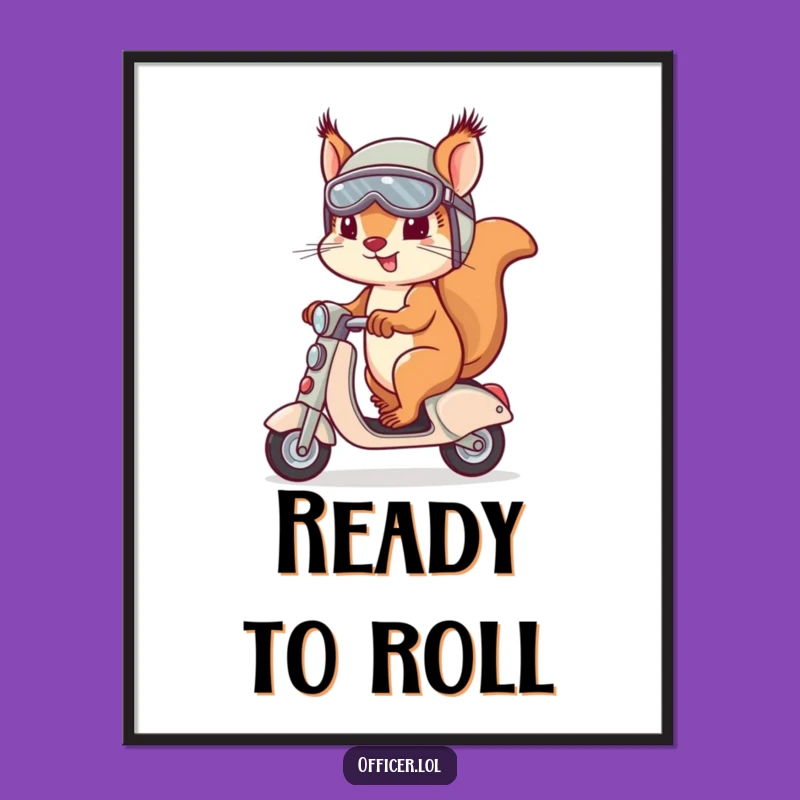 Free Printable Squirrel Wall Art: Scooter Adventure Funny Downloadable Decor