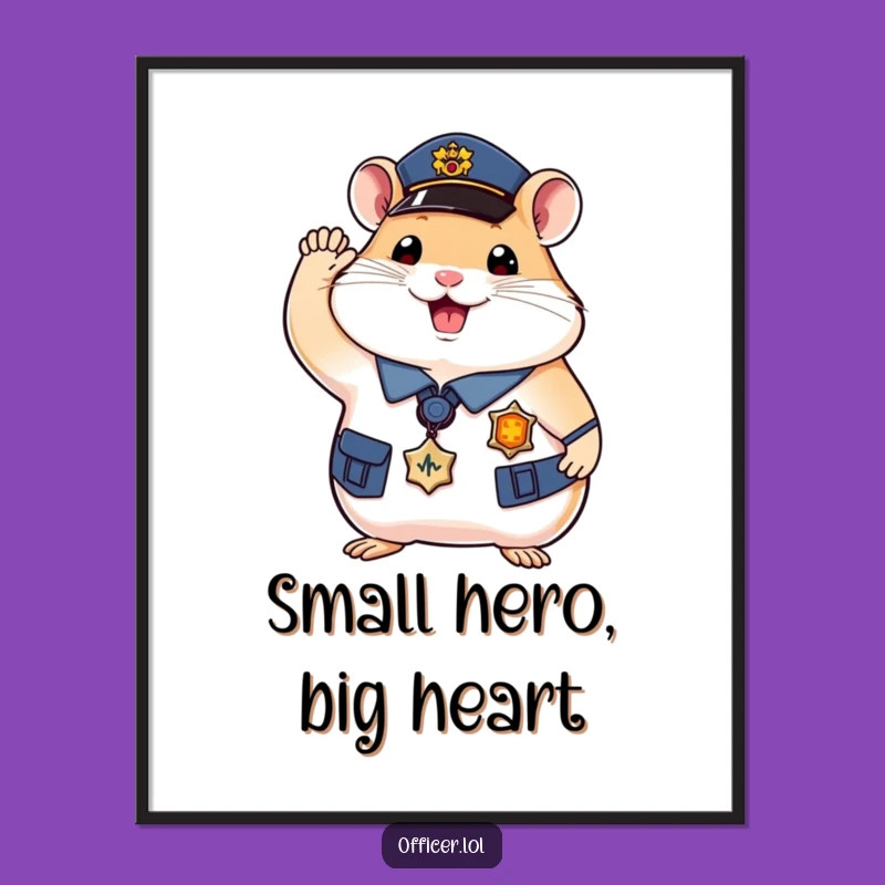 Funny Free Printable Wall Art: Happy Hamster Officer Downloadable Uniform Decor