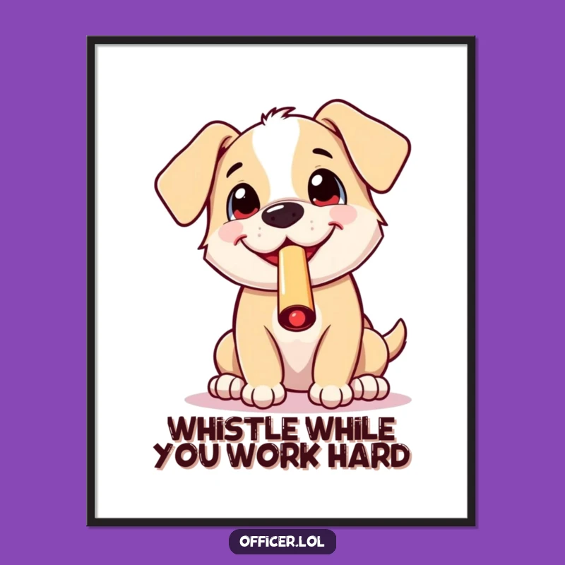 Free Printable Wall Art: Whistle Puppy - Cheerful Downloadable Decor