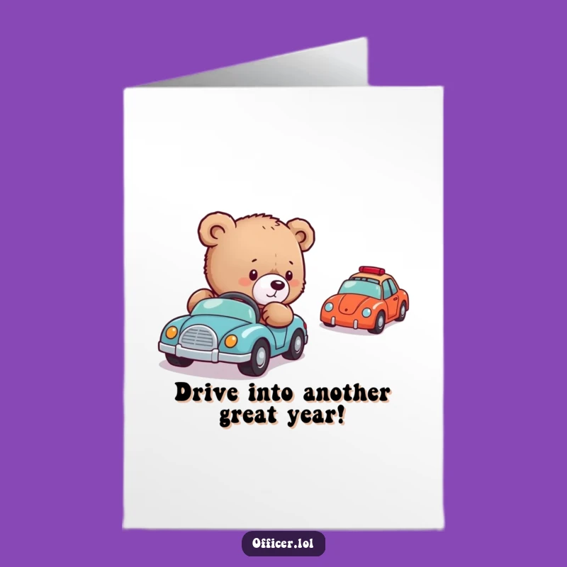 Free Printable Birthday Card: Bear Cub Toy Cars Traffic Gift