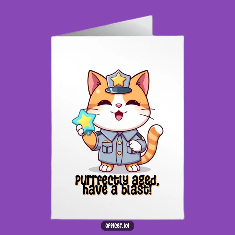 Free Printable Birthday Card: Cat Cop Badge, Funny Downloadable Gift for the Top Cat