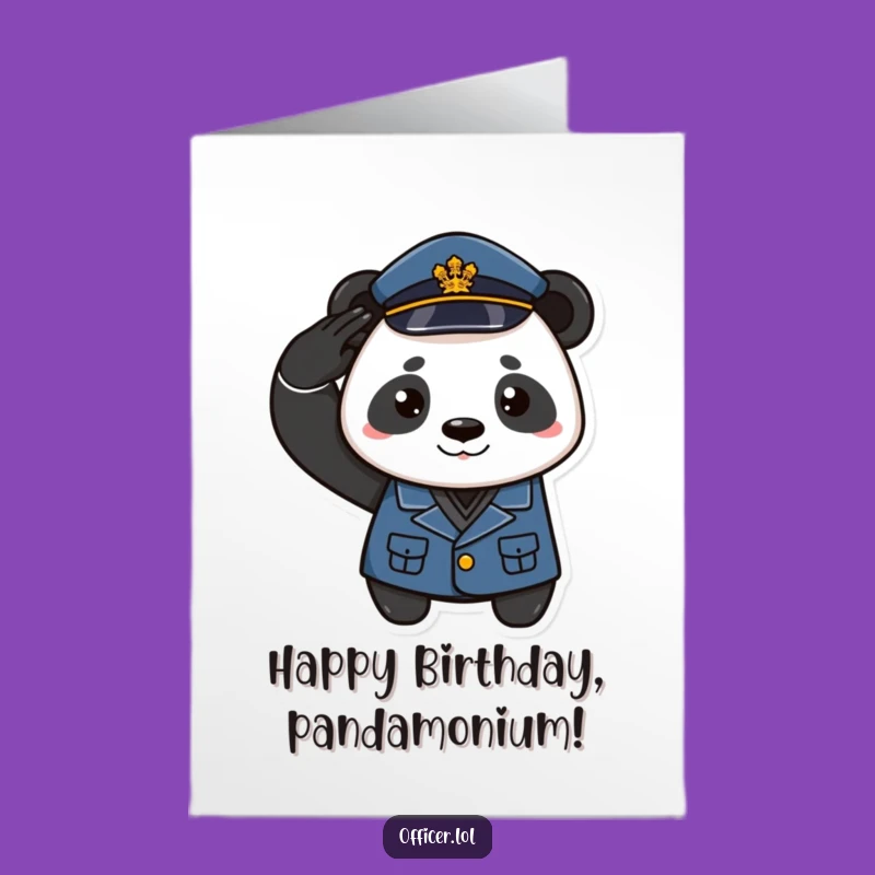 Free Printable Panda Birthday Card - Smirking Salute Downloadable Gift
