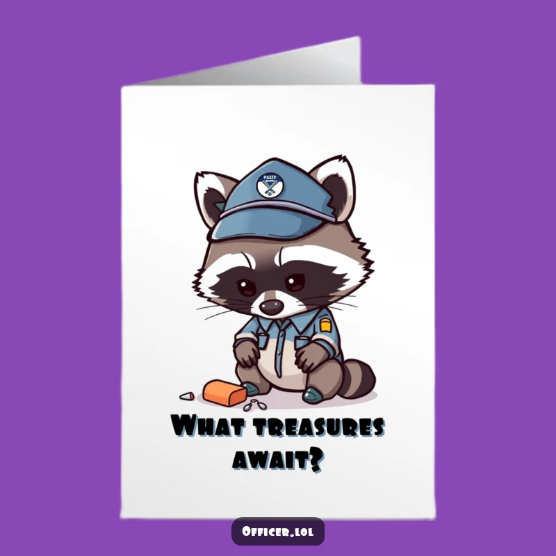 Free Printable Birthday Card: Curious Raccoon Officer Funny Downloadable Gift