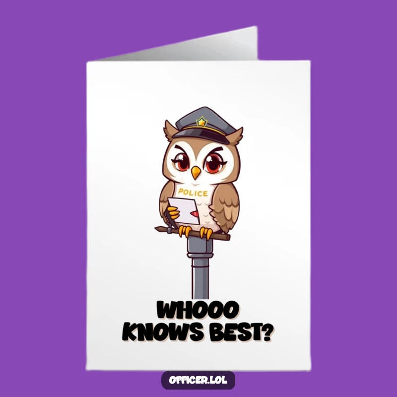 Free Printable Birthday Card: Winking Owl Officer Funny Downloadable Gift