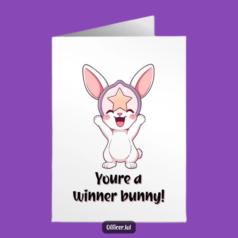 Free Printable Congrats Card: Bunny Badge - Award Downloadable Greeting