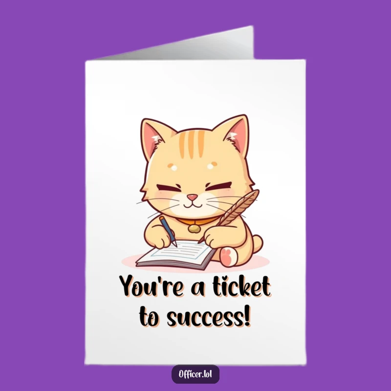 Free Printable Congrats Card: Cat Cop Ticket, Downloadable Achievement Greeting