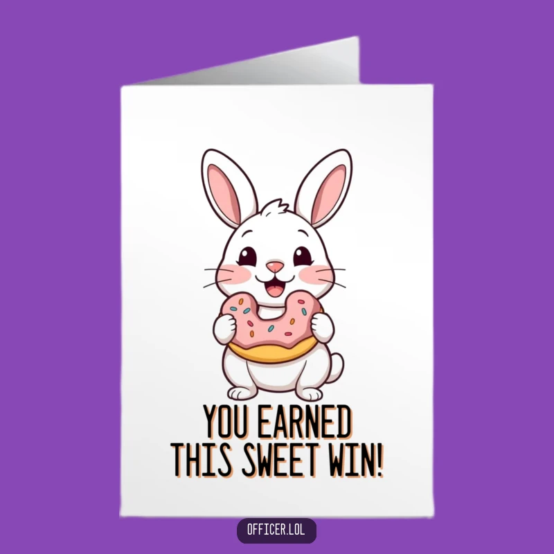Free Printable Rabbit Congratulations Card: Donut Celebrate Achievement Download