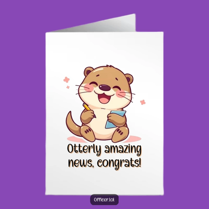 Free Printable Congrats Card: Otter's Notes, Humorous Achievement Downloadable Art