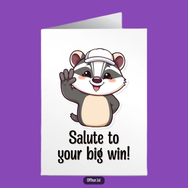 Free Printable Congrats Card: Jovial Badger Salute, Funny Downloadable Gift
