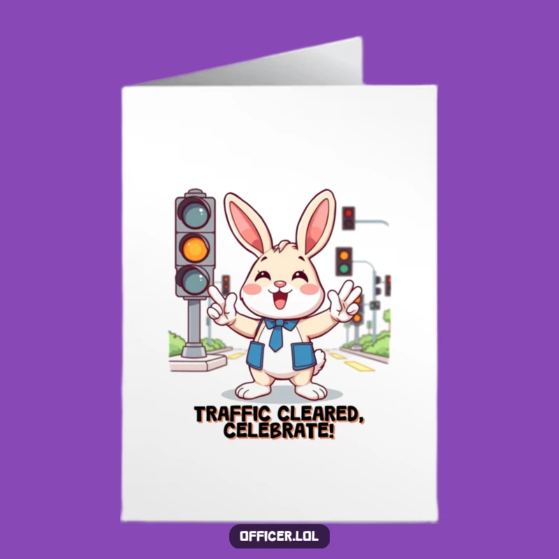 Free Printable Congrats Card: Funny Bunny Traffic Director Downloadable Gift