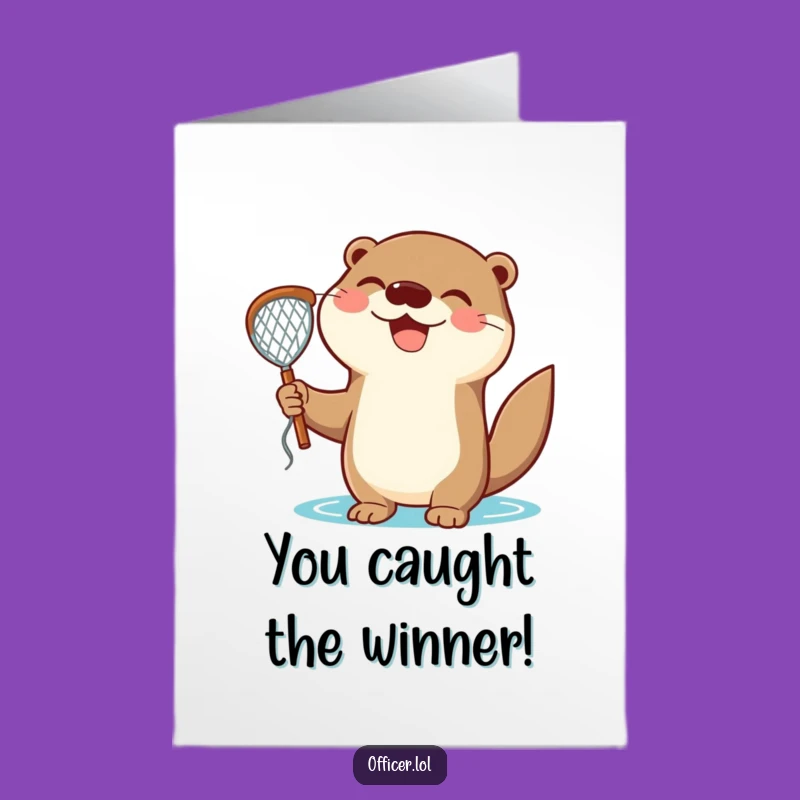 Free Printable Congrats Card: Joyful Otter Triumph, Humorous Downloadable Gift for Big Wins