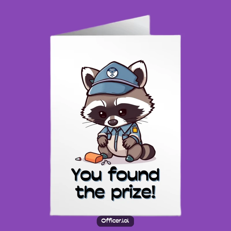 Free Printable Congrats Card: Curious Raccoon Officer Funny Downloadable Gift