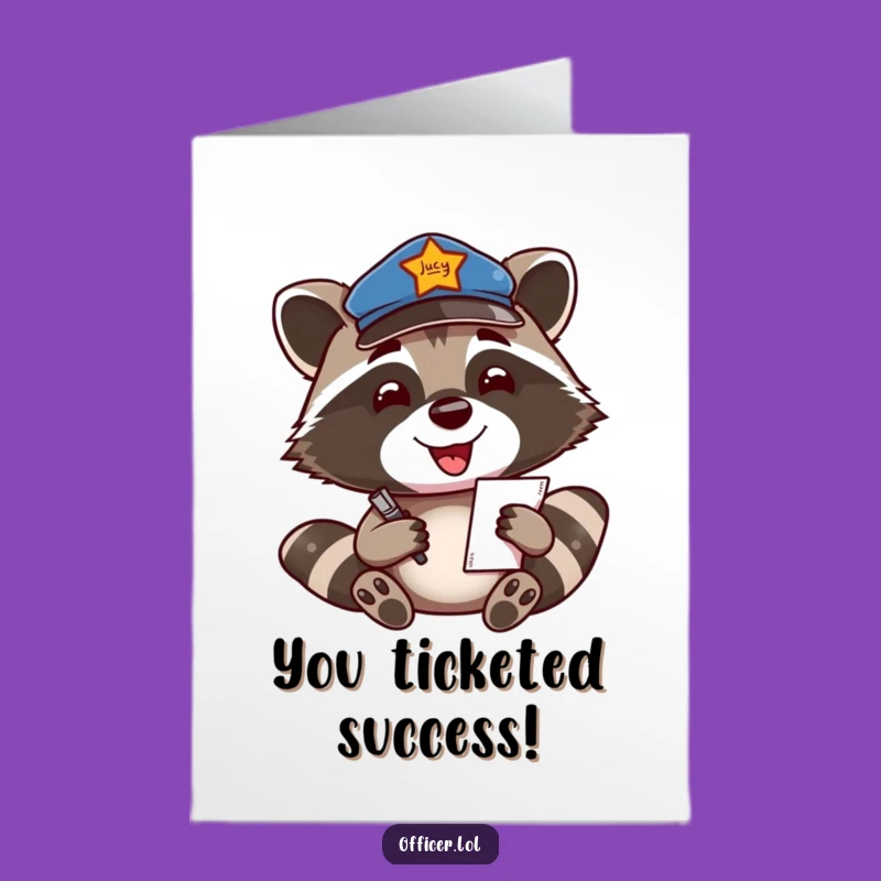 Free Printable Congrats Card: Raccoon Officer Ticket, Humorous Downloadable Gift for Good Behavior