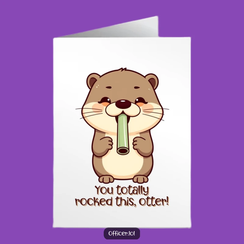 Free Printable Otter Congrats Card: Funny Whistle Otter Downloadable Greeting