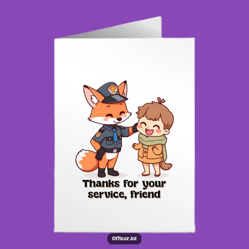 Free Printable Fox Officer Thank You Card: Whimsical Downloadable Gift of Gratitude