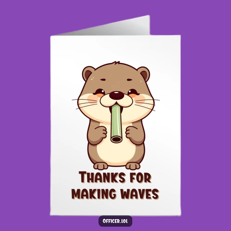 Free Printable Otter Thank You Card: Funny Whistle Otter Downloadable Greeting