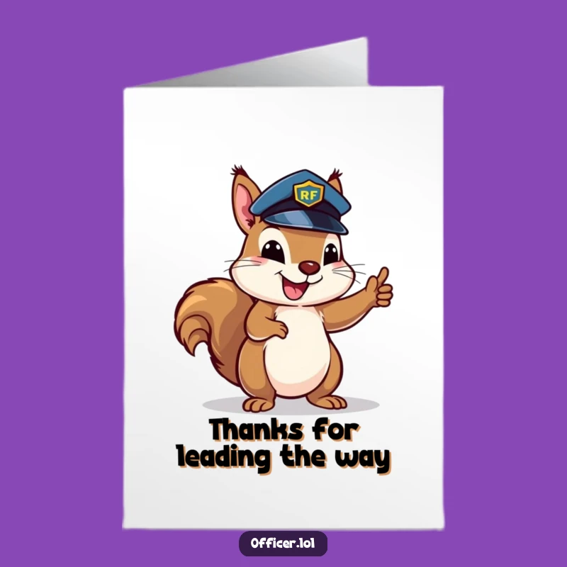 Free Printable Squirrel Thank You Card: Funny Officer Squirrel Downloadable Greeting
