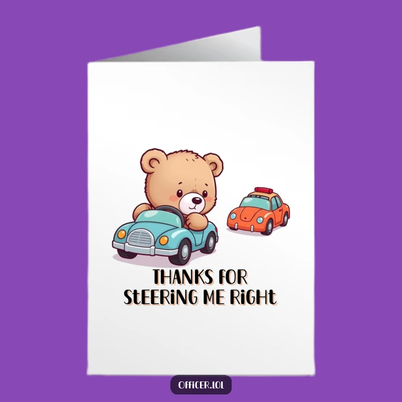 Free Printable Thank You Card: Bear Cub Toy Cars Thanks Gift