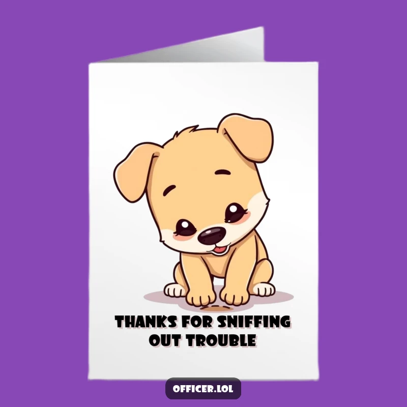 Free Printable Thank You Card: Dog Inspecting Footprint, Funny Downloadable Note for Gratitude