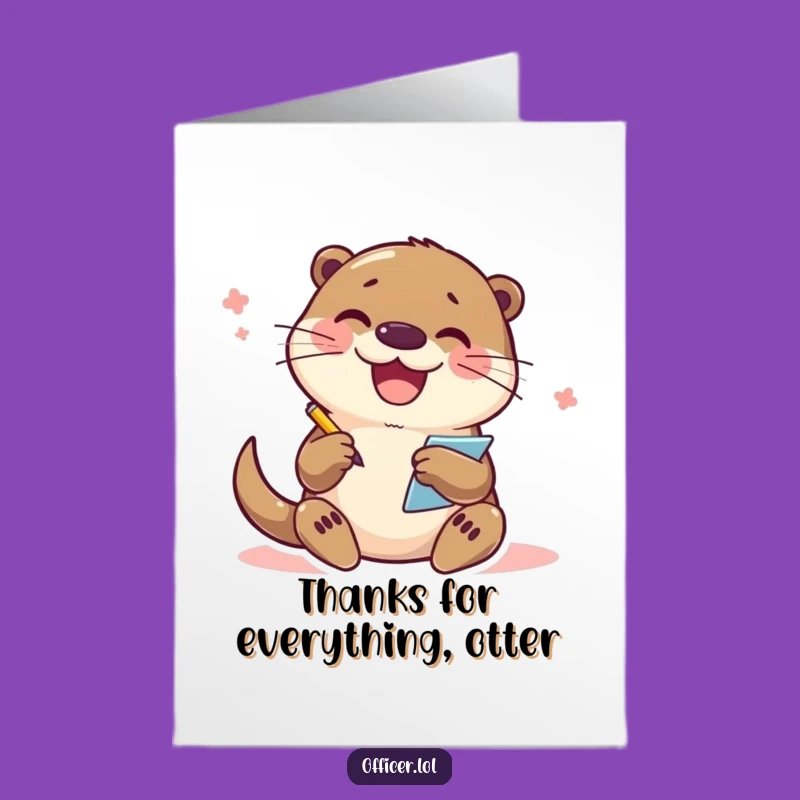 Free Printable Thank You Card: Otter Notes, Funny Gratitude Downloadable Art